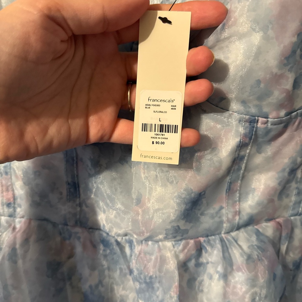 Francesca's Light Blue and Pink Floral Dress - Picture 3 of 3